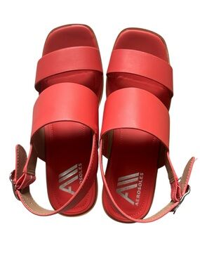 NWT AWARE by Aerosoles Coral Pink Block Heel Platform Sandals 8W Wide